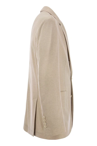 Shop Brunello Cucinelli Cashmere Jersey Blazer With Patch Pockets In Sand