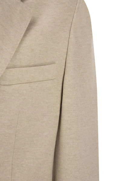 Shop Brunello Cucinelli Cashmere Jersey Blazer With Patch Pockets In Sand