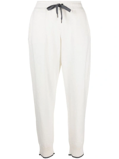 Shop Brunello Cucinelli High-waisted Cashmere Trousers In White