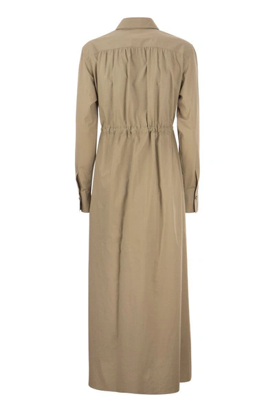 Shop Brunello Cucinelli Long-sleeved Shirt Dress In Sand