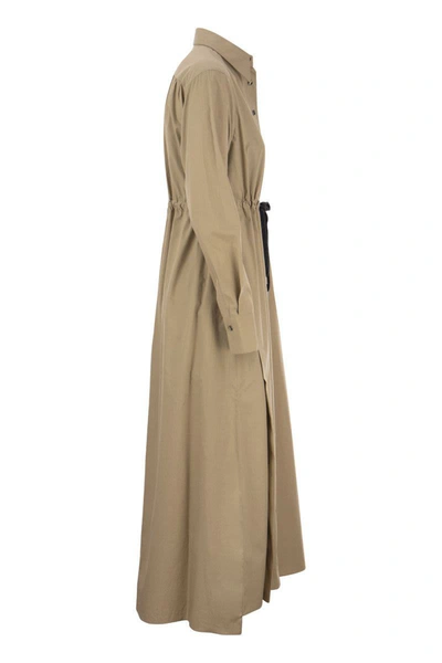 Shop Brunello Cucinelli Long-sleeved Shirt Dress In Sand