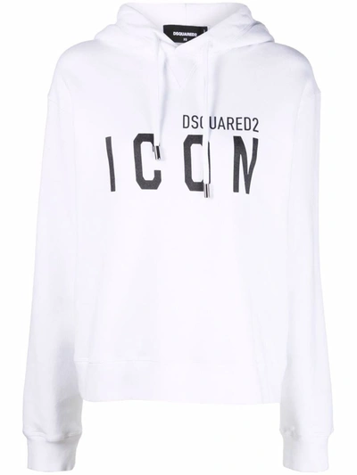 Shop Dsquared2 Icon Cotton Hoodie In White