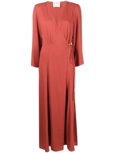 Shop Forte Forte Forte_forte Long Silk Blend Crossover Dress In Red