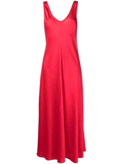 Shop Forte Forte Forte_forte Sleeveless Silk Satin Long Dress In Red