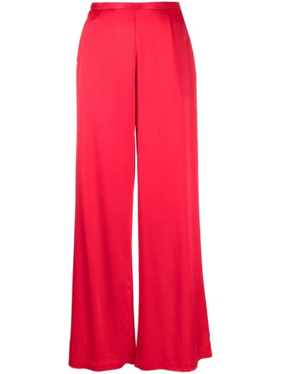 Shop Forte Forte Forte_forte Wide Leg Silk Satin Trousers In Red