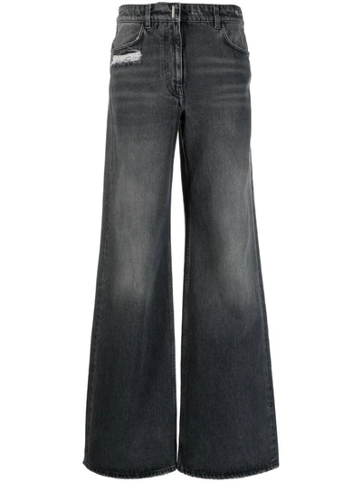 Shop Givenchy Extra Wide Denim Cotton Jeans In Black