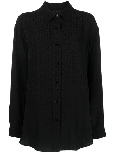 Shop Givenchy Silk Oversized Shirt In Black