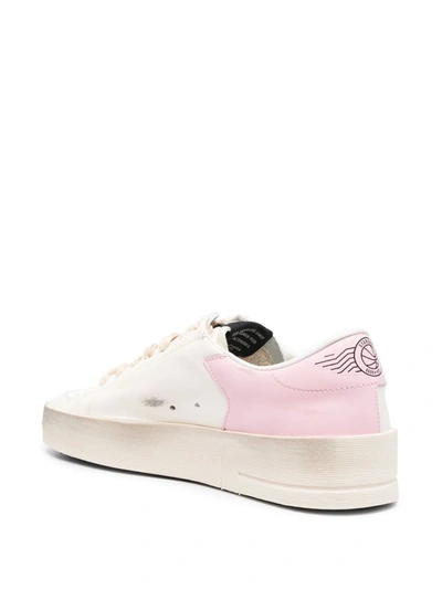 Shop Golden Goose Stardan Leather Sneakers In White