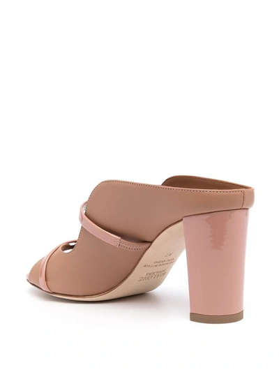 Shop Malone Souliers Norah Leather Heel Mules In Powder