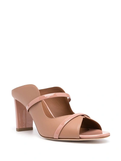 Shop Malone Souliers Norah Leather Heel Mules In Powder