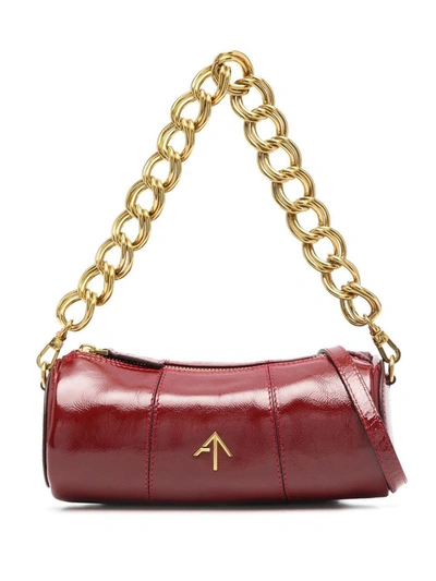 Shop Manu Atelier Cylinder Mini Leather Shoulder Bag In Bordeaux