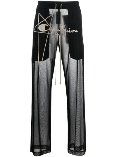 Shop Rick Owens X Champion Logo Nylon Track Pants In Black