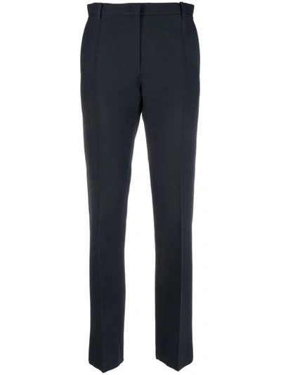 Shop Valentino Wool And Silk Blend Trousers In Blue