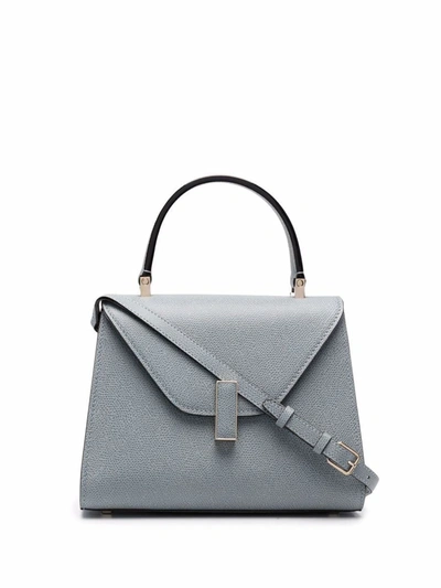 Shop Valextra Iside Mini Leather Handbag In Clear Blue