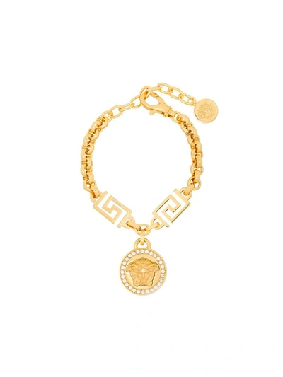 Shop Versace La Medusa Crystal Bracelet In Golden