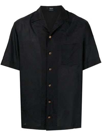 Shop Versace Silk And Cotton Blend Shirt In Black