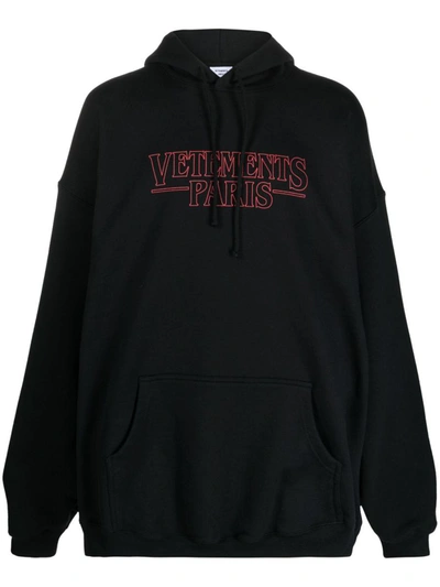 Shop Vetements Paris Cotton Hoodie In Black