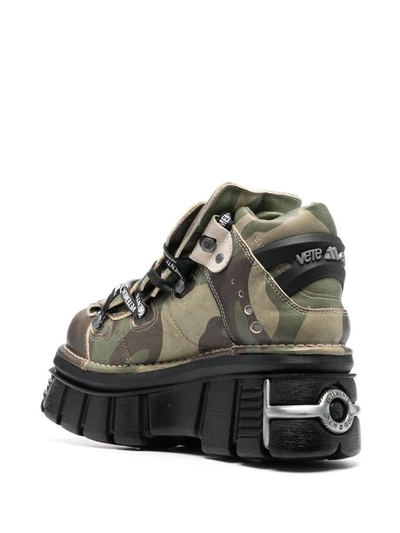 Shop Vetements X New Rock Vetements Leather Platform Sneakers In Green
