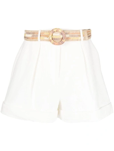 Shop Zimmermann Cuffed Cotton Shorts In White