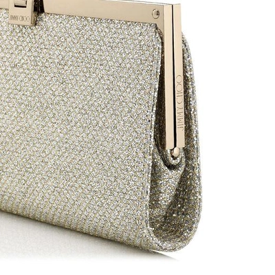 Shop Jimmy Choo Camille Champagne Glitter Fabric Clutch Bag