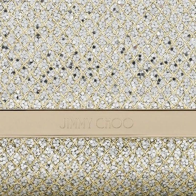 Shop Jimmy Choo Marilyn Champagne Glitter Fabric Accessory Clutch Bag