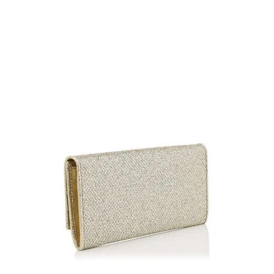 Shop Jimmy Choo Marilyn Champagne Glitter Fabric Accessory Clutch Bag