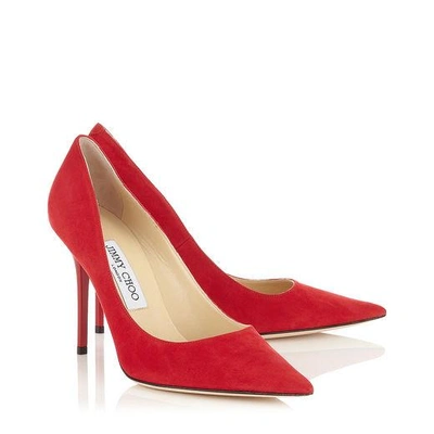 Shop Jimmy Choo Abel Red Suede Pointy Toe Pumps