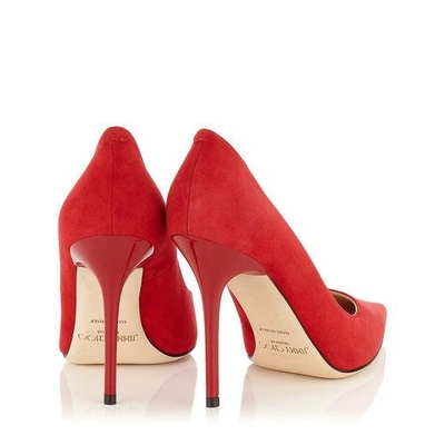 Shop Jimmy Choo Abel Red Suede Pointy Toe Pumps