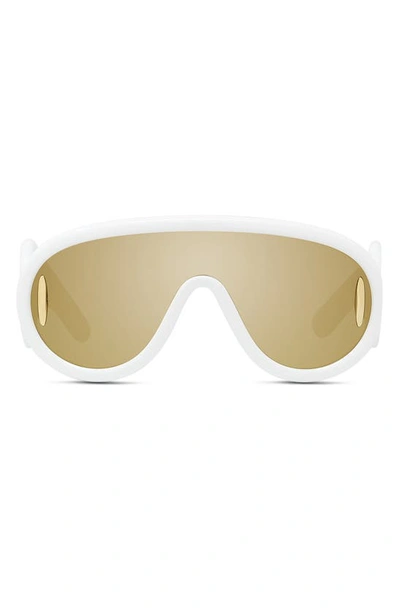 Loewe Mirror Acetate Shield Sunglasses In Ivory / Brown Mirror