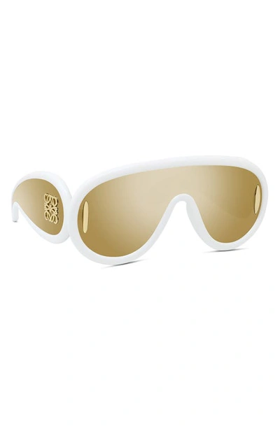 Loewe Mirror Acetate Shield Sunglasses In Ivory / Brown Mirror