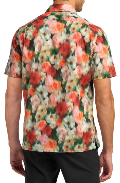 Shop Good Man Brand Big On-point Short Sleeve Organic Cotton Button-up Shirt In Red Floral Hazy Days