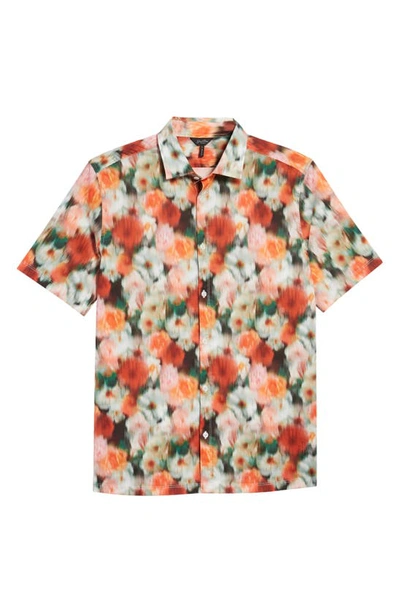 Shop Good Man Brand Big On-point Short Sleeve Organic Cotton Button-up Shirt In Red Floral Hazy Days