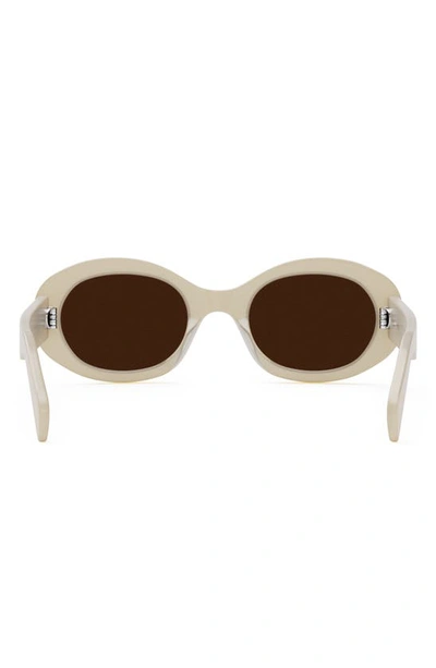 Shop Celine Triomphe 52mm Oval Sunglasses In Ivory / Brown