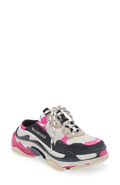 Shop Balenciaga Triple S Sneaker Mule In White/ Pink/ Black
