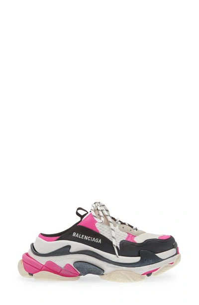 Shop Balenciaga Triple S Sneaker Mule In White/ Pink/ Black