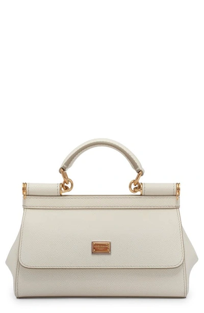 Shop Dolce & Gabbana Small Sicily East West Leather Satchel In White