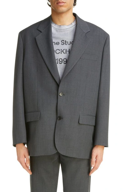 Shop Acne Studios Mélange Oversize Recycled Polyester & Wool Sport Coat In Dark Grey