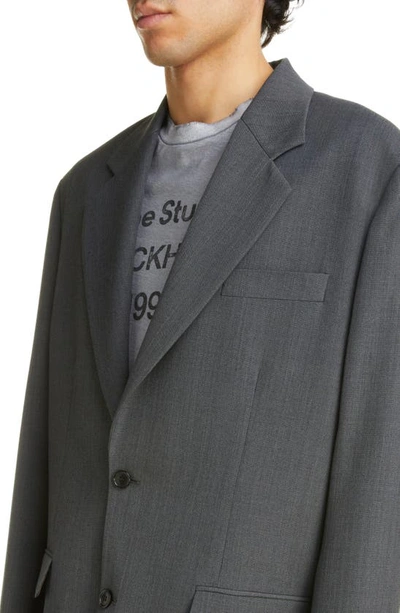 Shop Acne Studios Mélange Oversize Recycled Polyester & Wool Sport Coat In Dark Grey