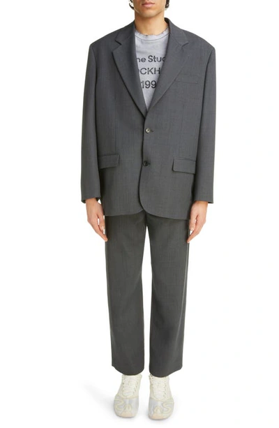 Shop Acne Studios Mélange Oversize Recycled Polyester & Wool Sport Coat In Dark Grey