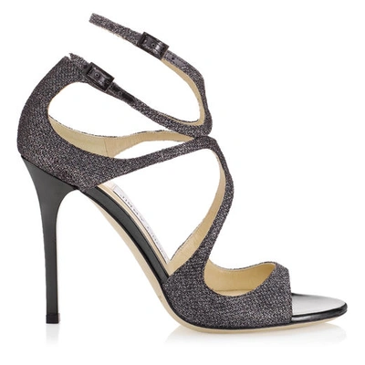 Shop Jimmy Choo Lang Anthracite Lamé Glitter Sandals