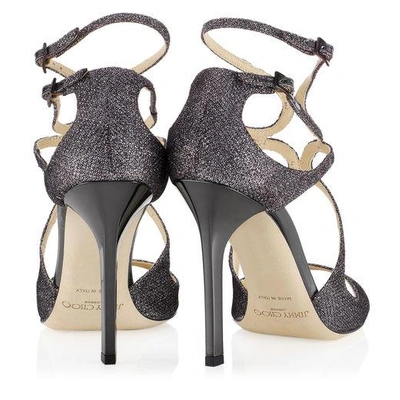 Shop Jimmy Choo Lang Anthracite Lamé Glitter Sandals