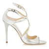 JIMMY CHOO LANG Silver Mirror Leather Sandals