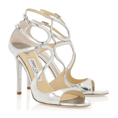 Shop Jimmy Choo Lang Silver Mirror Leather Sandals