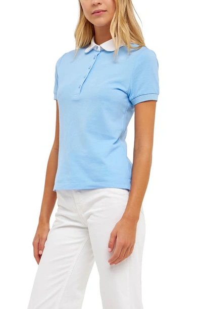 Shop English Factory Piqué Polo In Powder Blue