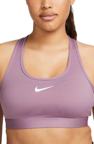 Shop Nike Dri-fit Padded Sports Bra In Violet Dust/ White