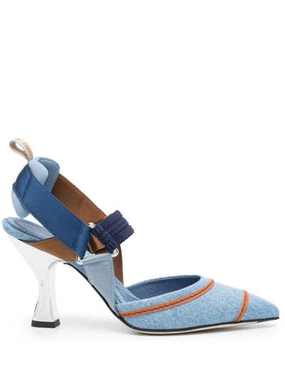 Shop Fendi Heeled Shoes In Light Blue
