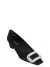 ROGER VIVIER 45MM BELLE VIVIER SWAROVSKI SATIN PUMPS, BLACK