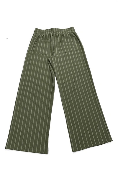 Shop Ruby & Wren Stripe Drawstring Pants In Lichen/ White