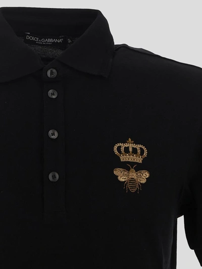Shop Dolce & Gabbana Cotton Piqué Polo Shirt With Embroidery In Black