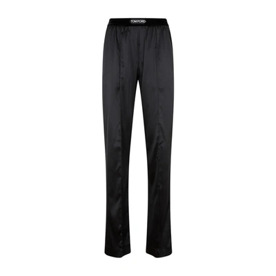 Shop Tom Ford Silk Satin Pijama Pants In Black